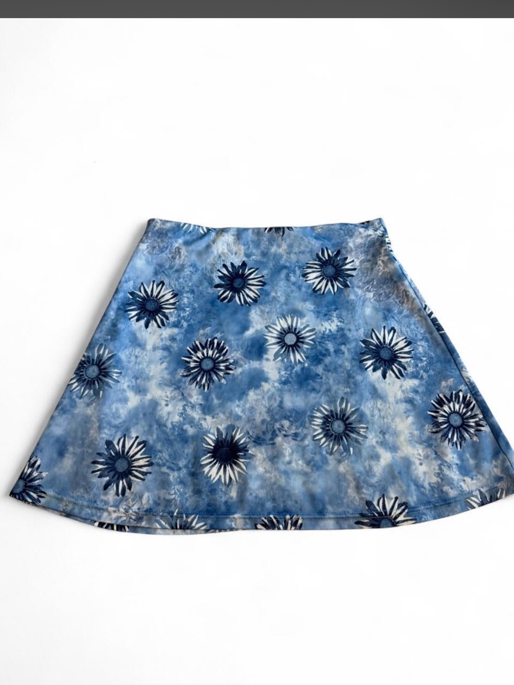 Blue Floral A-Line Skirt